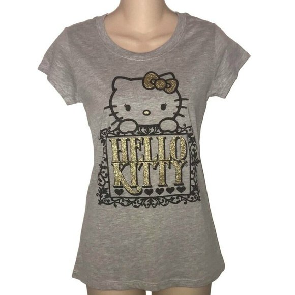 Sanrio Hello Kitty "Fancy in Gold" fitted soft women's T-shirt S, L - Picture 2 of 6